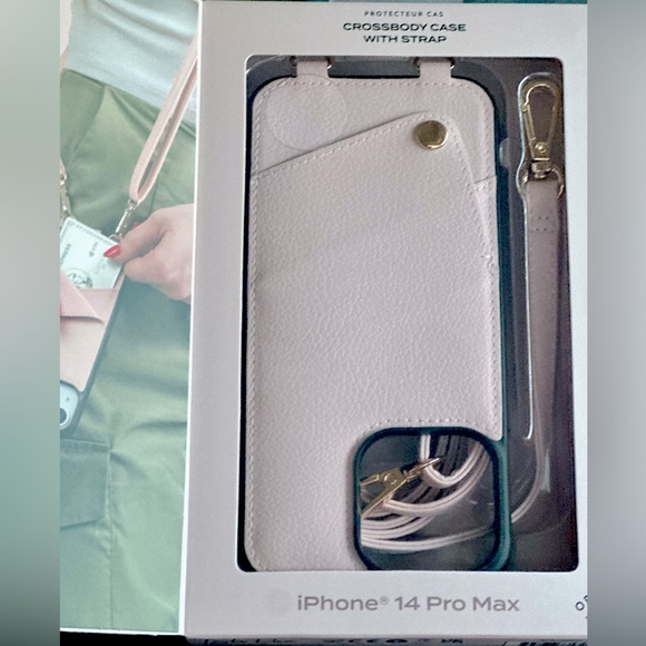 ISLA RAE - iPhone 14 Pro Max Crossbody Case With Strap Card Pocket - Color Pink - Picture 4 of 6